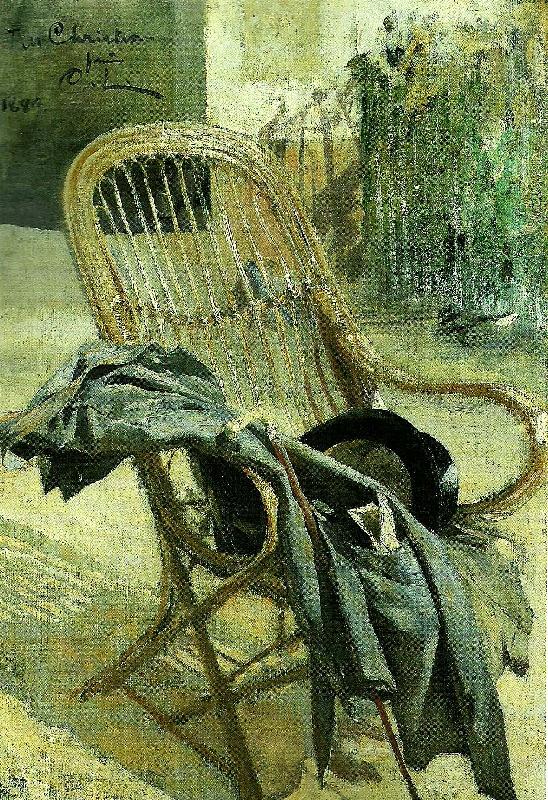 Carl Larsson korgstol med kladesplagg oil painting picture